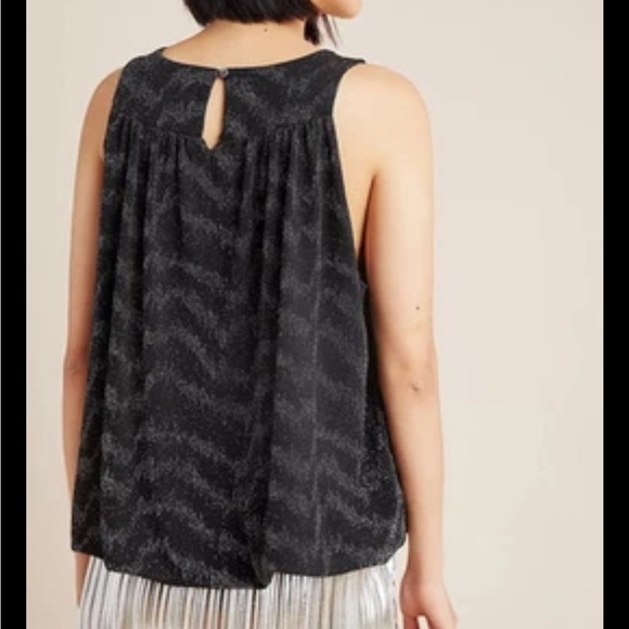 Anthropologie Carly Shimmer Tank Top Small Black Silver NEW NWT - Picture 6 of 12